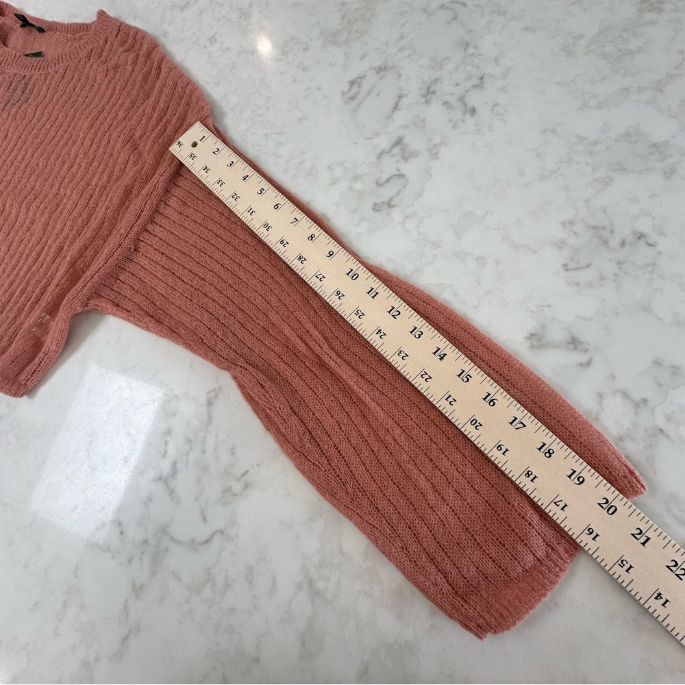NEW Wild Fable Pink/Rose colored Ribbed Knit Boho Cropped Sweater XL - Picture 16 of 16